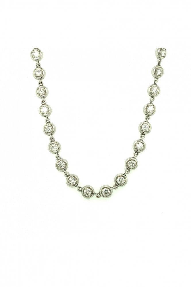 18ct White Gold Diamond Necklace Round Brilliant 6.08ct