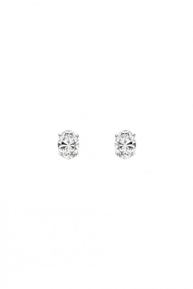 18ct White Gold Diamond Oval Stud Earrings