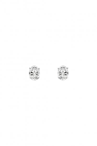 18ct White Gold Diamond Oval Stud Earrings