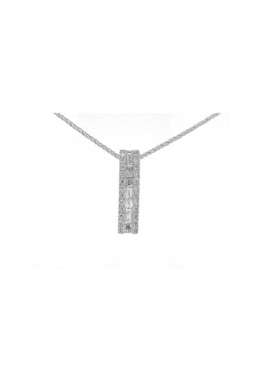 18ct White Gold Diamond Pendant 18ct White Gold Pavé Set