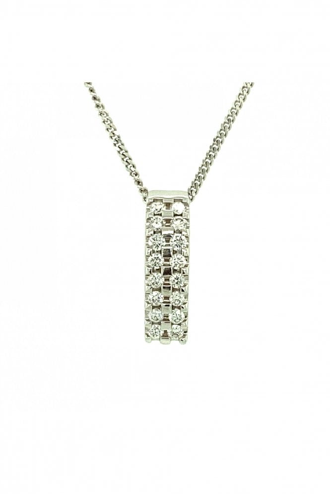 18ct White Gold Diamond Pendant 18ct White Gold Pavé Set