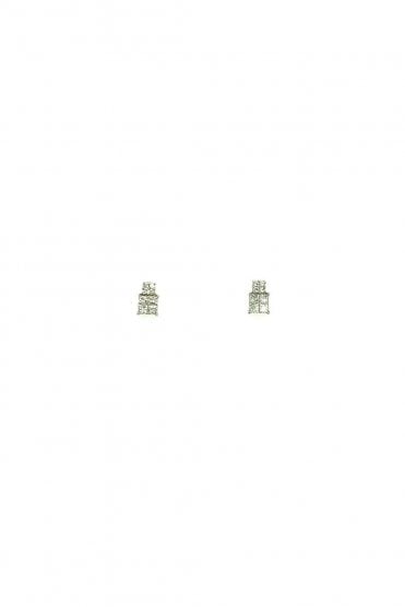 18ct White Gold Diamond Princess Stud Earrings