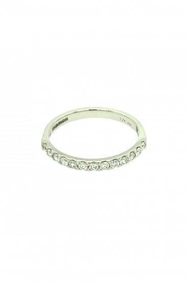 18ct White Gold Diamond Ring Half Eternity Claw Set Round Brilliant 0.25ct