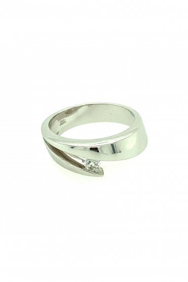 18ct White Gold Diamond Ring Round Brilliant 0.13ct