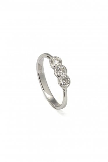 18ct White Gold Diamond Ring Round Brilliant 0.48ct