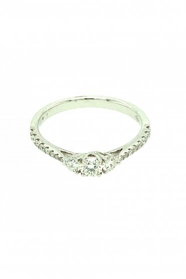 18ct White Gold Diamond Ring Round Brilliant 0.51ct