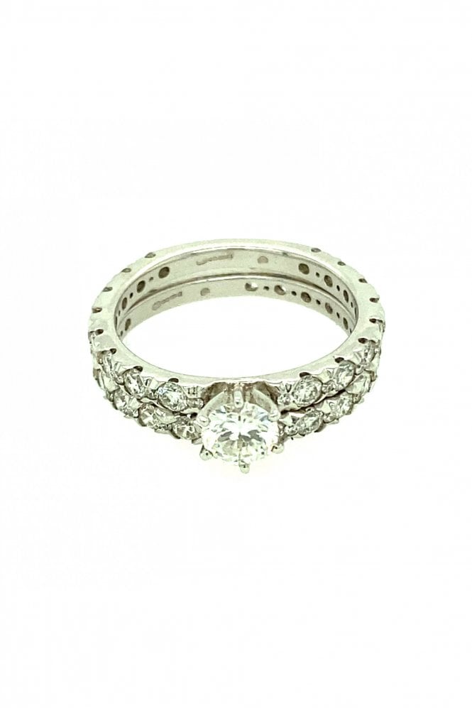 18ct White Gold Diamond Ring With Matching 3/4 Diamond Eternity Ring