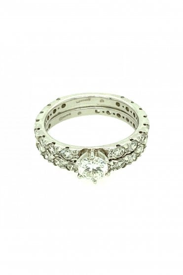 18ct White Gold Diamond Ring With Matching 3/4 Diamond Eternity Ring