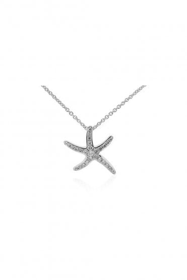 18ct White Gold Diamond Starfish Necklace 18ct White Gold Clasp