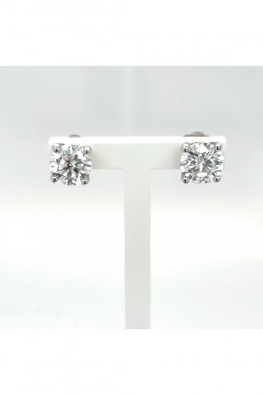 18ct White Gold Diamond Stud Earrings 18ct White Gold 4 Claw "Double Gallery" Set