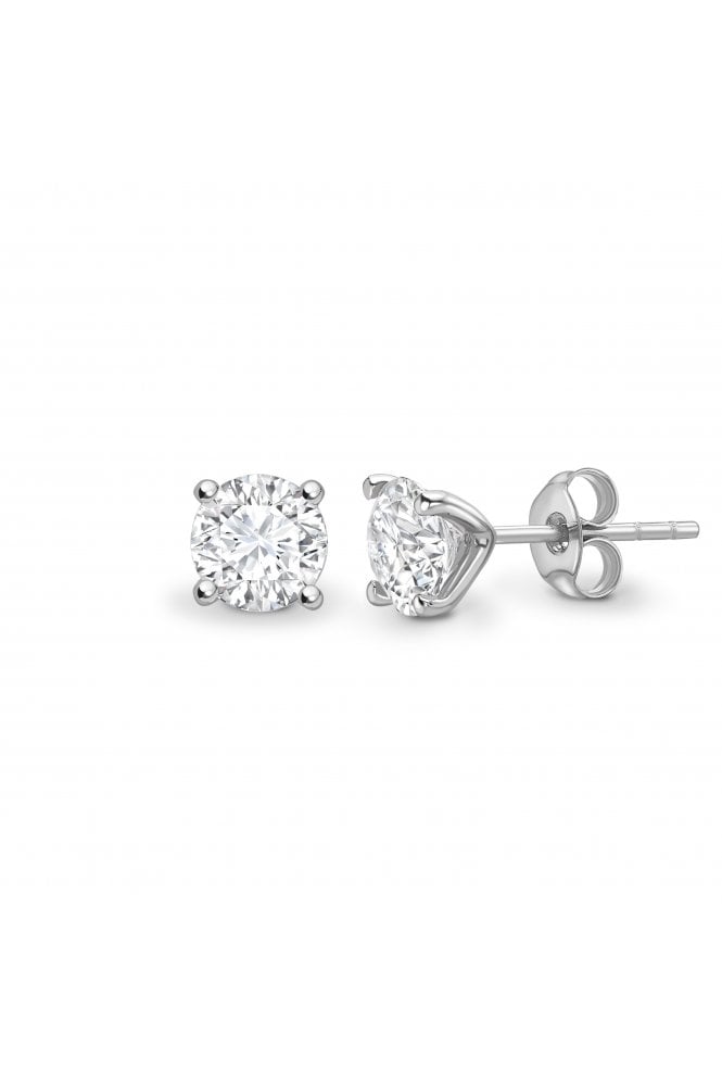 18ct White Gold Diamond Stud Earrings 18ct White Gold 4 Claw "Martini" Set