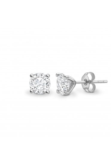 18ct White Gold Diamond Stud Earrings 18ct White Gold 4 Claw "Martini" Set