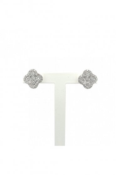 18ct White Gold Diamond Stud Earrings 18ct White Gold Pave Set
