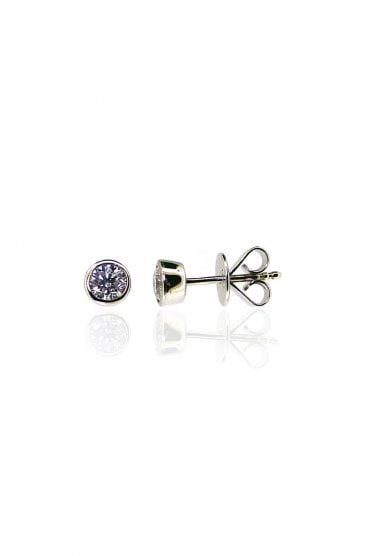  18ct White Gold Diamond Stud Earrings 18ct White Gold Rub-over Set
