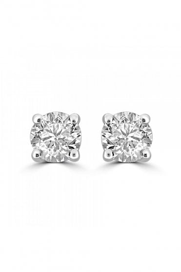 18ct White Gold Diamond Stud Earrings 3.40ct Round Brilliant Cut Diamond