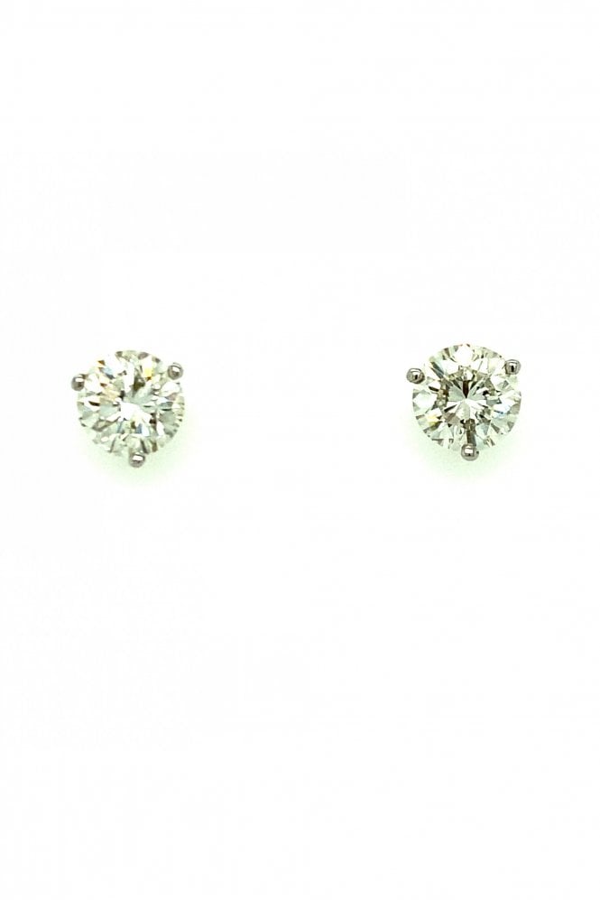 18ct White Gold Diamond Stud Earrings Claw Set Round Brilliant Cut 3.92ct