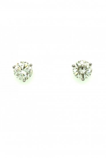 18ct White Gold Diamond Stud Earrings Claw Set Round Brilliant Cut 3.92ct