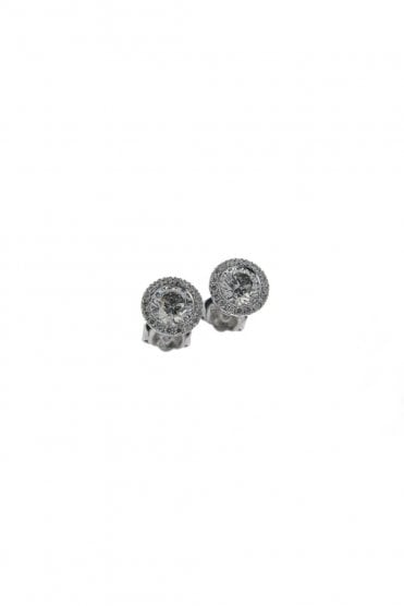 18ct White Gold Diamond Stud Earrings Round Brilliant Centre Stone 1.22ct