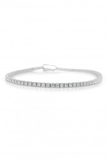 18ct White Gold Diamond Tennis Bracelet 18ct White Gold 4 Claw Set