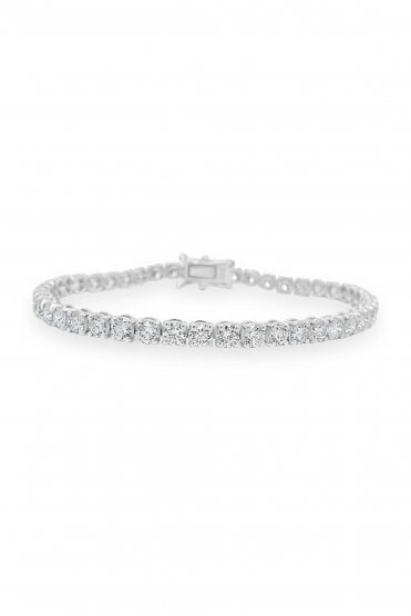  18ct White Gold Diamond Tennis Bracelet 18ct White Gold 4 Claw Set