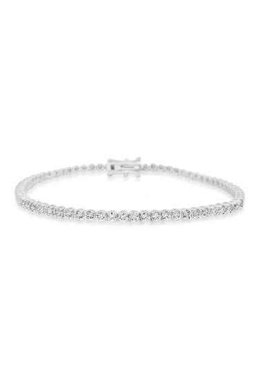 18ct White Gold Diamond Tennis Bracelet 18ct White Gold 4 Claw Set