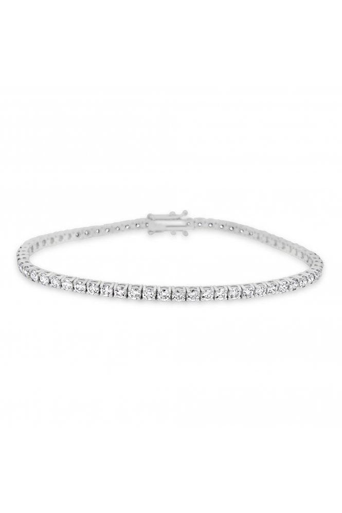 18ct White Gold Diamond Tennis Bracelet 18ct White Gold 4 Claw Set