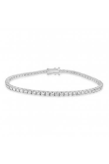 18ct White Gold Diamond Tennis Bracelet 18ct White Gold 4 Claw Set