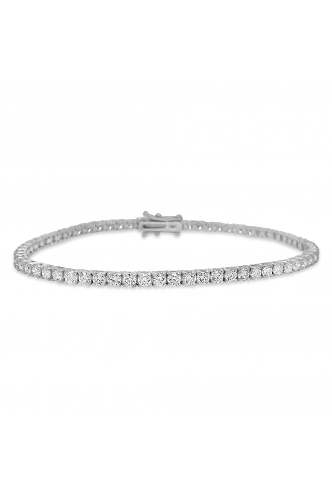 18ct White Gold Diamond Tennis Bracelet 18ct White Gold 4 Claw Set