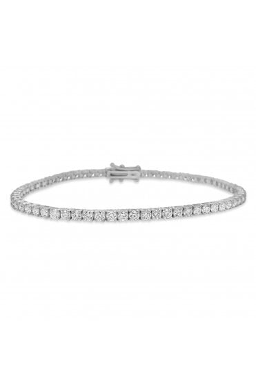 18ct White Gold Diamond Tennis Bracelet 18ct White Gold 4 Claw Set