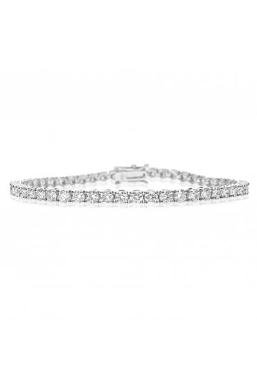 18ct White Gold Diamond Tennis Bracelet 18ct White Gold 4 Claw Set