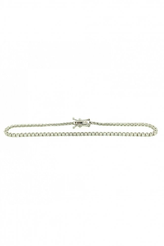18ct White Gold Diamond Tennis Bracelet Round Brilliant Cut 1.43ct Diamond