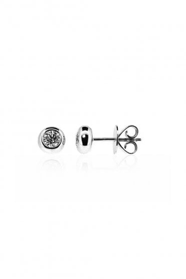 18ct White Gold Donut Diamond Stud Earrings 18ct White Gold Rub-over Se