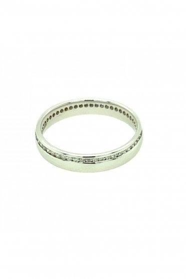  18ct White Gold Full Diamond Edge Ring Channel Set Round Brilliant