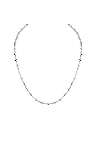 18ct White Gold Melee Set Bar Diamond Necklace