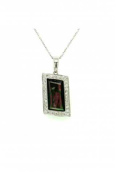 18ct White Gold Mother of Pearl & Diamond Pendant