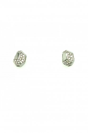 18ct White Gold Multi Sided Diamond Stud Earrings  Pavé Set 0.24ct Round Brilliant Cut