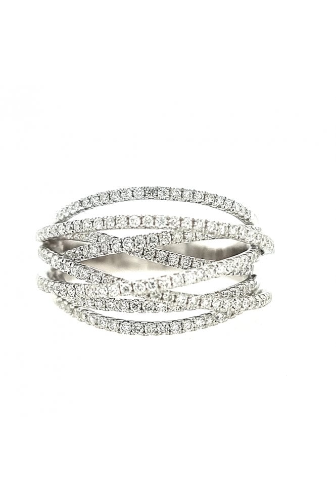 18ct White Gold Multi-strand Diamond Ring 18ct White Claw Set