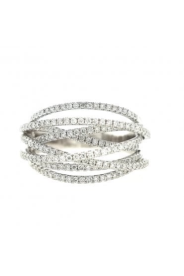 18ct White Gold Multi-strand Diamond Ring 18ct White Claw Set