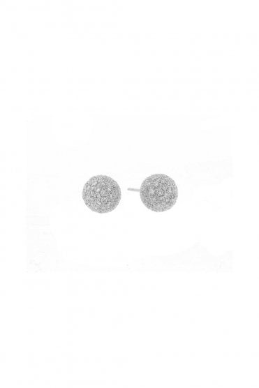 18ct White Gold Pavé Set 0.40ct Diamond Ball Stud Earrings