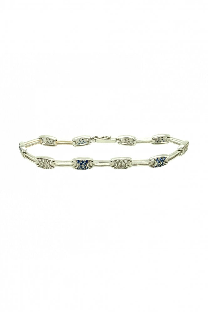 18ct White Gold Pink Sapphire & Diamond Track Bracelet