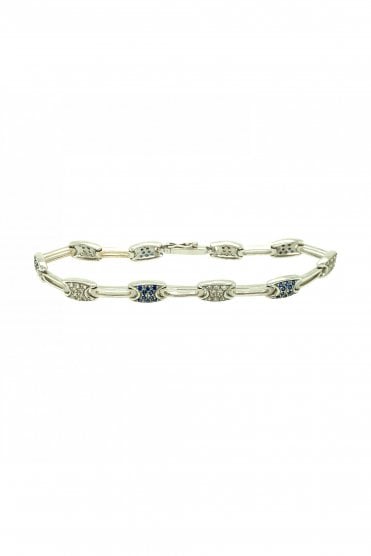 18ct White Gold Pink Sapphire & Diamond Track Bracelet