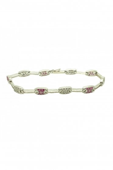18ct White Gold Pink Sapphire & Diamond Track Bracelet