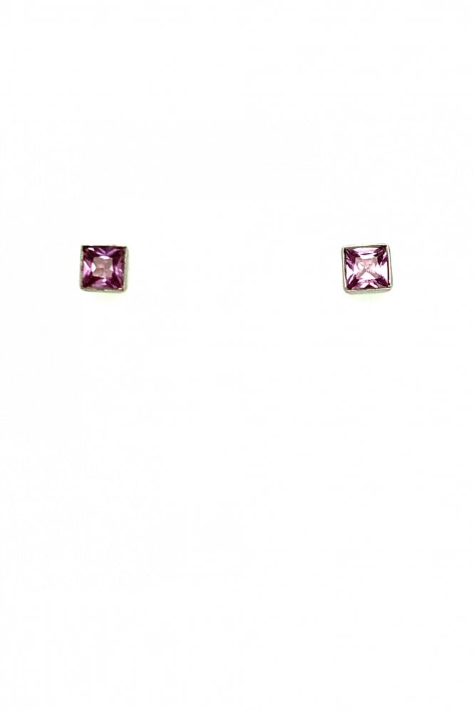 18ct White Gold Pink Sapphire Stud Earring