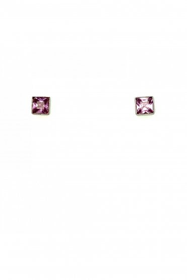18ct White Gold Pink Sapphire Stud Earring