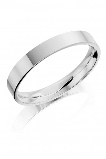 18ct White Gold Polished Plain Wedding Ring