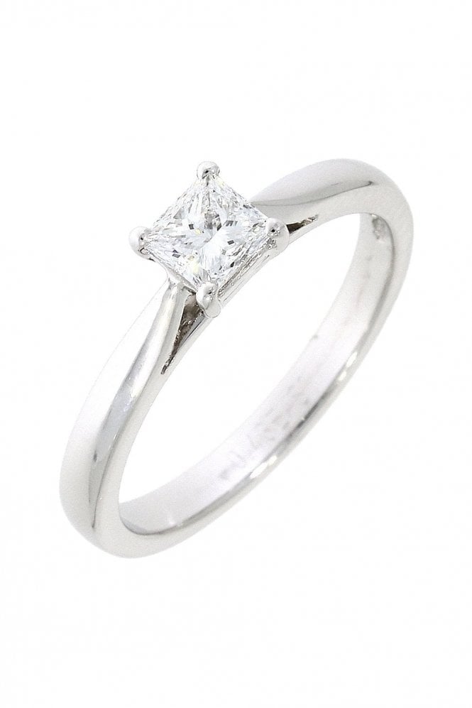 18ct White Gold Princess Cut Diamond Ring 18ct White Gold Four Claw Set