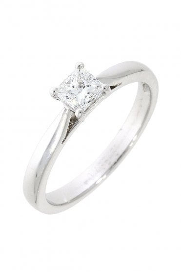 18ct White Gold Princess Cut Diamond Ring 18ct White Gold Four Claw Set