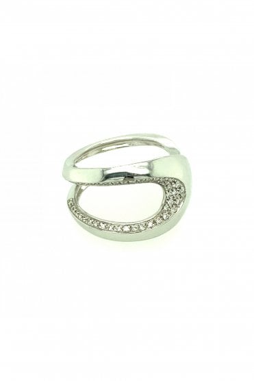 18ct White Gold Ring 0.20ct Pavé Set Round Brilliant Cut Diamonds