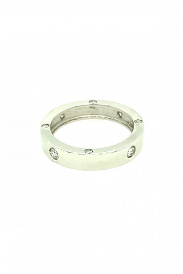 18ct White Gold Round Brilliant 0.40ct Diamond Ring 18ct White Gold Rubbed Over Set