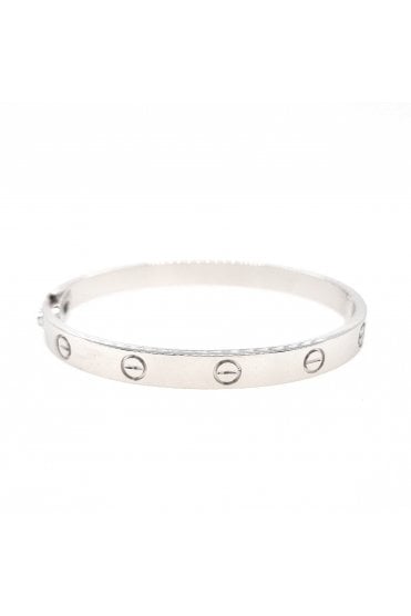 18ct White Gold Screw Oval Bangle Size: 58x48mm